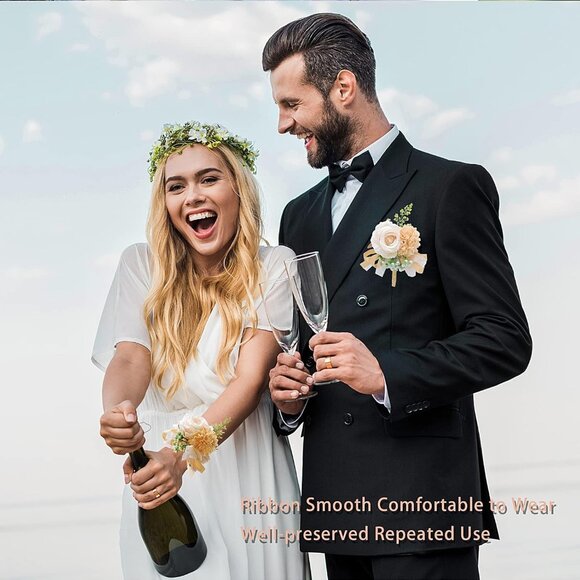 Handmade Pearl Wristlet Bands - 4 Count for Stylish Occasions & Celebrations - Picture 9 of 9